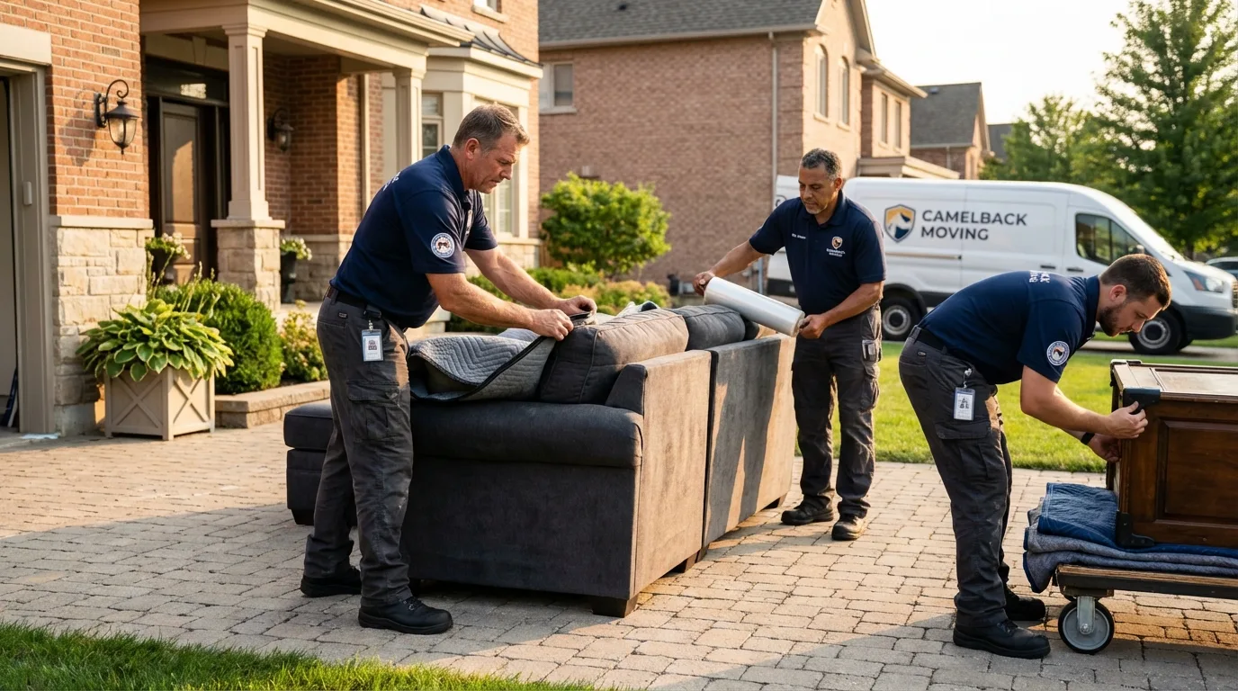 Large estate moving crew wrapping furniture in Tennessee Ridge, TN
