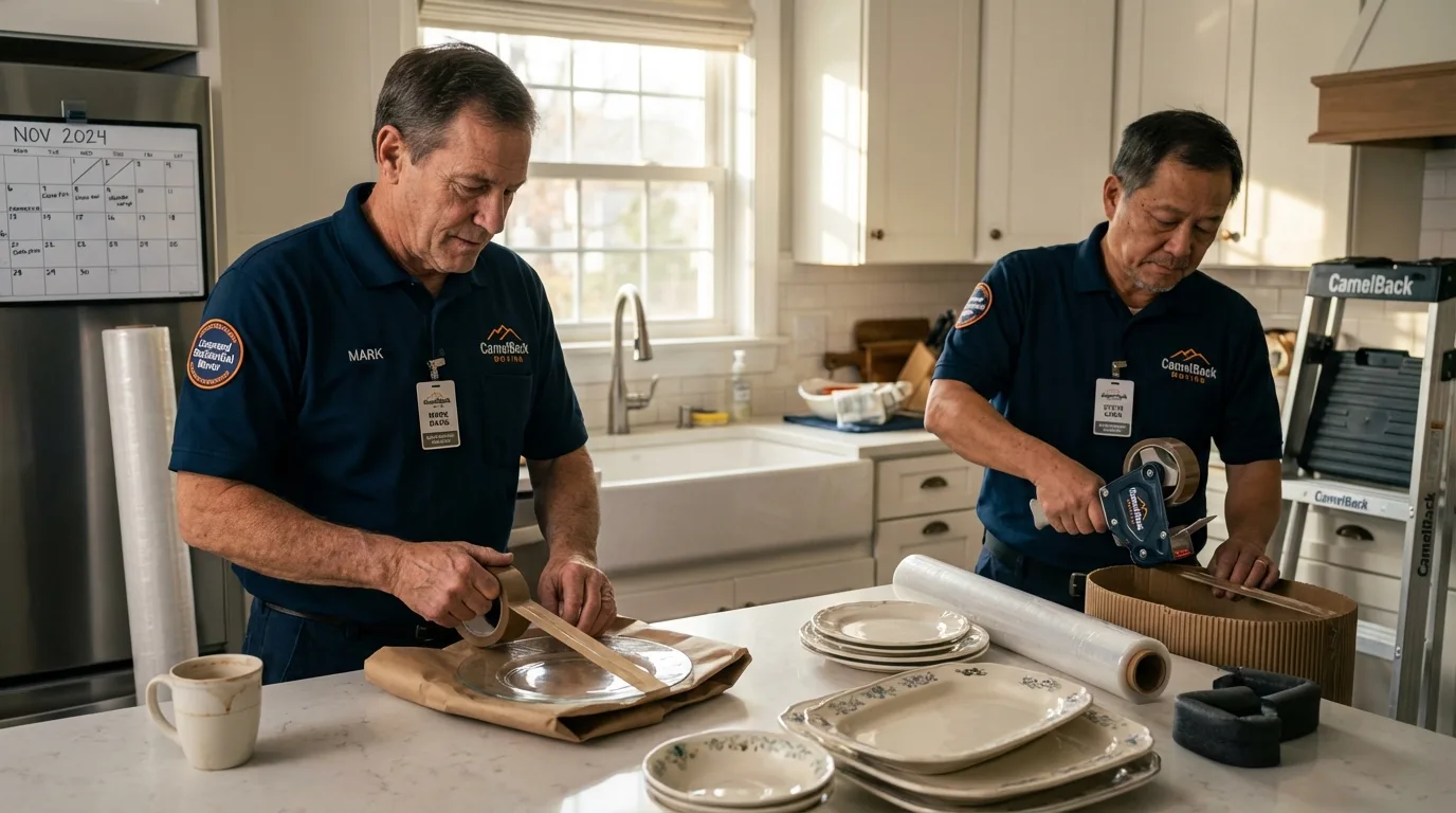 Professional crew packing kitchen dishware in Tennessee Ridge, TN